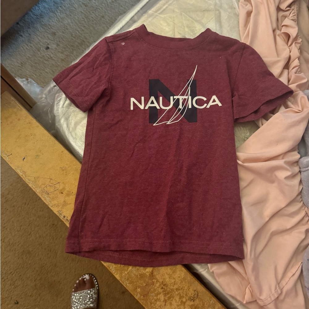 Nautica Red Short Sleeve Tee Casual Cotton Blend
